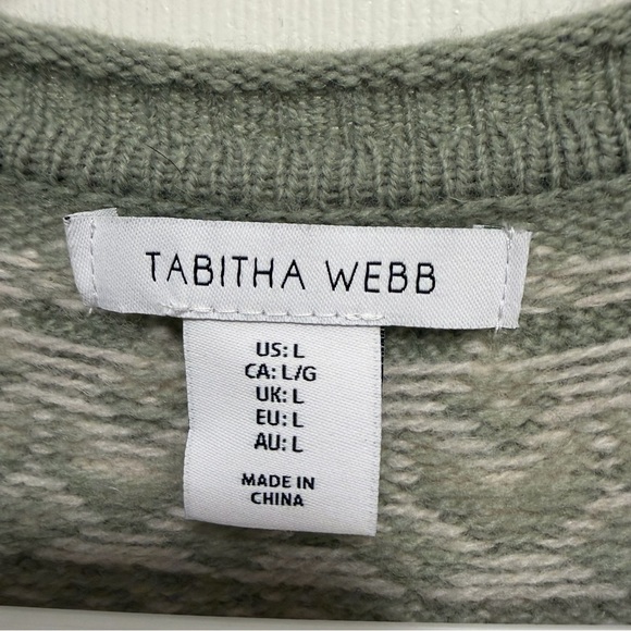 Tabitha Webb Anthropologie Lambswool Fair Isle Sweater Green Size Large - Picture 4 of 5